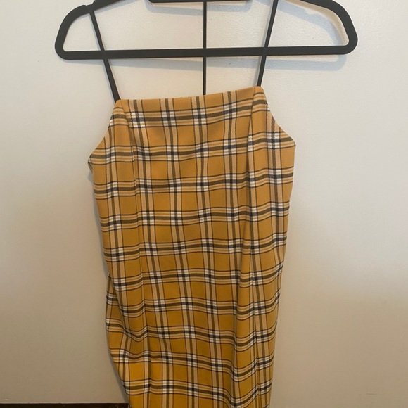 Urban Outfitters Yellow Plaid Mini Dress - Picture 2 of 4